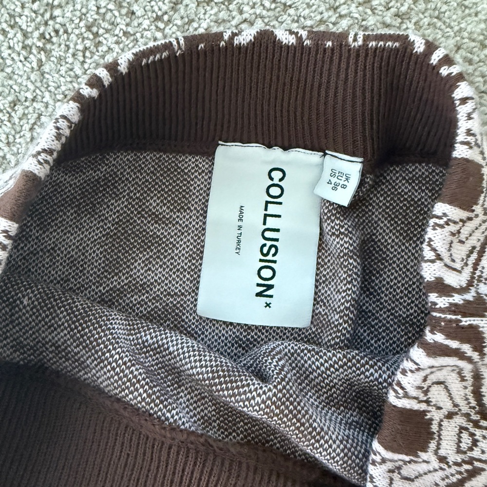 ASOS Collusion Brown Patterned Skirt